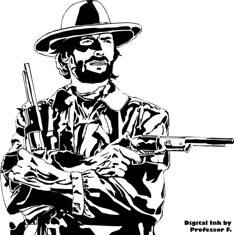 Clint Eastwood from the "Outlaw Josey Wales" (inked using my lazy professor digital inking technique) Wales Tattoo, Sabarimala Images, Clint And Scott Eastwood, Clint Eastwood Pictures, Digital Inking, The Outlaw Josey Wales, Picture To Color, Josey Wales, Soldier Drawing