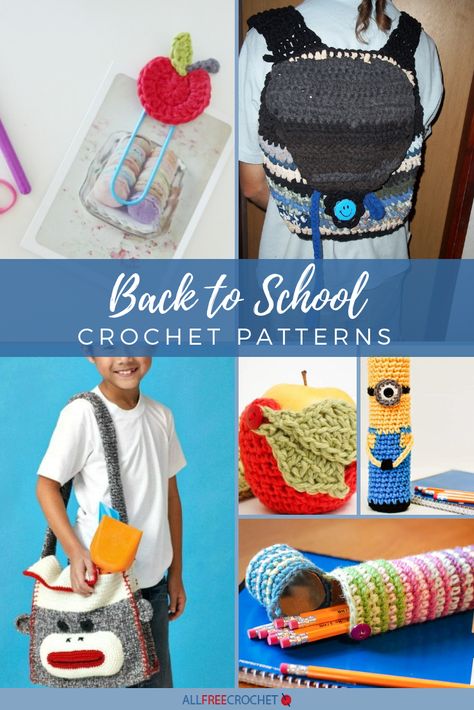 Right from the very first day of school, your children are sure to be the most prepared with these useful crochet projects. Back To School Crochet, School Crochet, Crochet Teacher Gifts, Crochet Pencil Case, Modern Crochet Blanket, Bottle Cozies, Back To School Crafts, Best Teacher Gifts, All Free Crochet