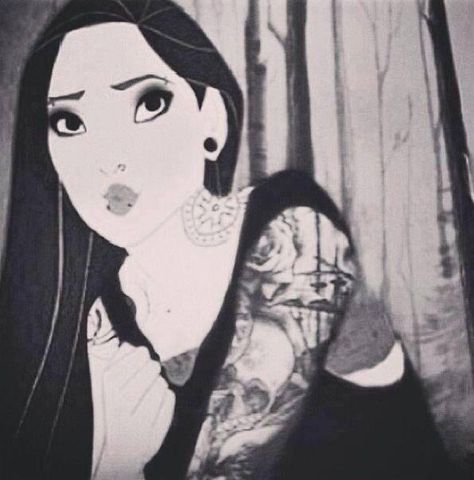 pocahontas tattoo Disney Punk Edits, Punk Disney Characters, Emo Disney, Punk Disney Princess, Hipster Disney, Disney Princess Pocahontas, Disney Punk, Goth Disney, Punk Disney Princesses