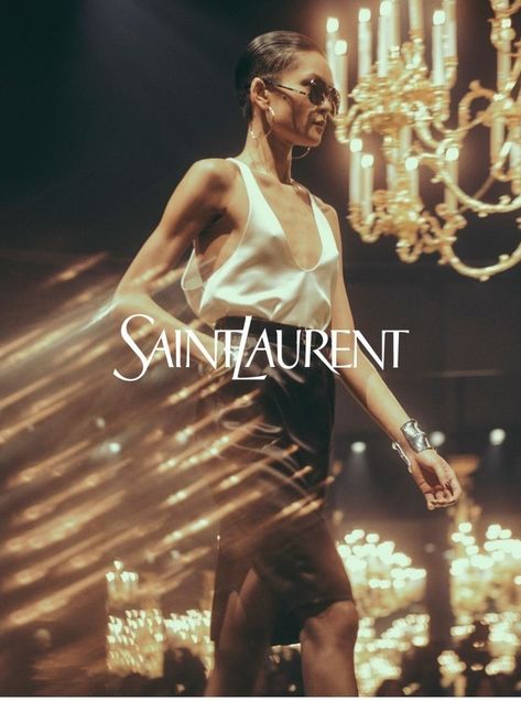 Saint Laurent Outfit, Ysl Runway, Fairy Light Photography, Saint Laurent Aesthetic, Banquet Outfit, Ysl Aesthetic, London Hotel, Holiday Campaign, Ysl Bags