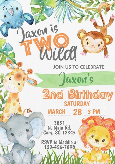 Boy 2nd Birthday, Bubble Birthday Parties, Jungle Theme Birthday Party, Zoo Birthday Party, Safari Invitations, Animal Theme Birthday, Safari Animals Birthday, Jungle Safari Birthday, Wild Birthday Party