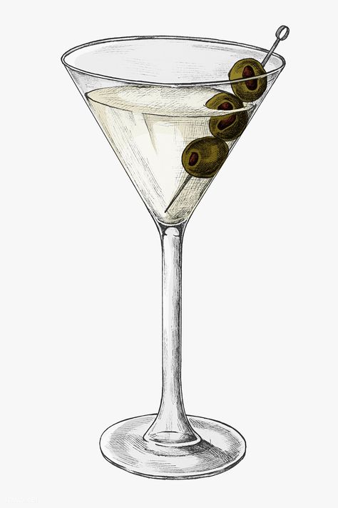 Hand drawn glass of martini cocktail | premium image by rawpixel.com / sasi Cocktail Glass Drawing, Cocktail Glasses Illustration, Martini Sketch, Martini Glass Drawing, Martini Drawing, Cocktail Sketch, Drinks Drawing, Martini Illustration, Cocktail Drawing