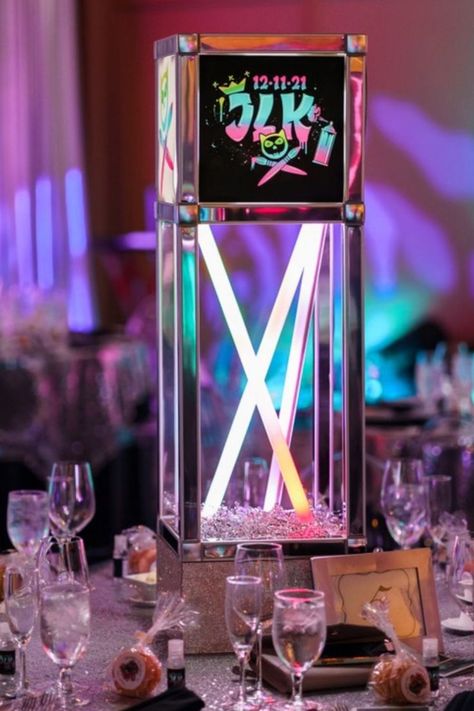 decor, centerpieces, mitzvah moms, mitzvah, bat mitzvah, bar mitzvah, party, entertainment Graffiti Birthday, Bar Mitzvah Decorations, Booth Lighting, Event Centerpieces, Mitzvah Decor, Leather Couches, Bar Mitzvah Party, Visual Merchandising Displays, Event Centerpiece