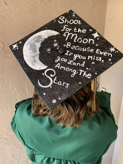 Astronomy Graduation Cap, Painted Graduation Cap Designs, Galaxy Graduation Cap, Premed Graduation Cap, Graduation Cap Designs Song Lyrics, Moon Graduation Cap, History Graduation Cap, Highschool Graduation Cap Designs, High School Grad Cap Ideas