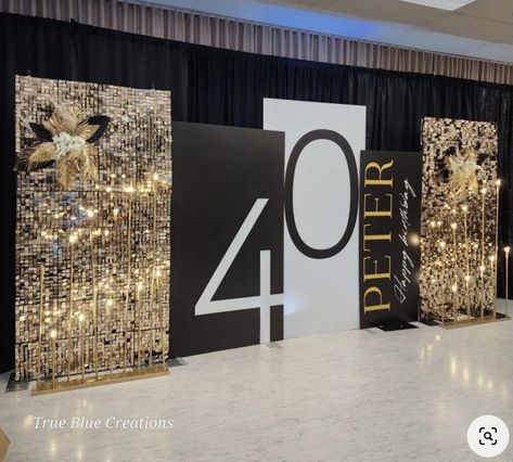 70th Birthday Party Backdrop Ideas, Men’s Birthday Backdrop Ideas, 50th Man Birthday Ideas, Sequin Backdrop Ideas Birthday, Dad's 70th Birthday Party Ideas, Black And White Birthday Backdrop, Gala Photo Backdrop, Pastor Birthday Ideas, 70th Birthday Backdrop Ideas