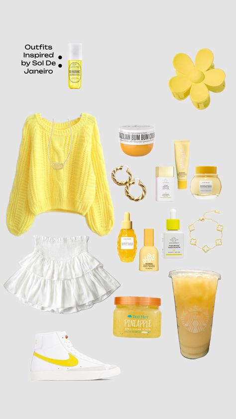 #soldejaneiro #rioradiance #outfitinspo #outfit Yellow Preppy Outfit, Preppy Yellow, Outfit Shuffles, Cute Middle School Outfits, Bright Colored Outfits, Preppy Summer Outfits, Summer Outfits For Teens, Casual Preppy Outfits, Outfit Inspo Casual