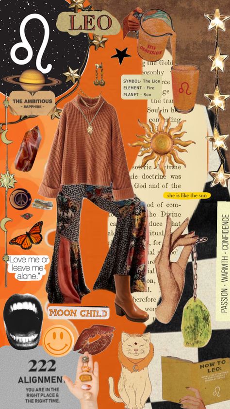 #outfitinspo #vintage #nature #beauty #vibes #wallpaper #art #zodiac #leo #horoscope #aesthetic #mood #moodboard #orange Moodboard Orange, Horoscope Aesthetic, Board Outfit, Venus In Leo, Planet Sun, Leo Rising, Leo Birthday, Beauty Vibes, Zodiac Leo