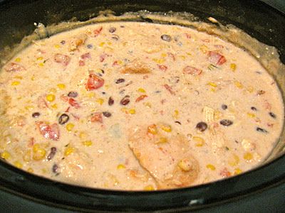 Football season...This stuff is soo good! Crock Pot Cream Cheese Chicken Chili (that's a mouthful!) 2 chicken breasts, still frozen 1 can Rotel tomatoes 1 can corn kernels, do not drain 1 can black beans, drained and rinsed 1 pkg. Ranch dressing mix 1 T cumin 1 t chili powder 1 t onion powder 1 8-oz pkg. cream cheese _________ Put the chicken in the crock pot. Top with the corn, drained and rinsed beans, ranch dressing, cumin, onion and chili powders, stir to combine then top w... Rita Recipe, Chicken Chile, Can Corn, Cream Cheese Chicken Chili, Can Black Beans, Rotel Tomatoes, Crock Pot Recipes, Cheese Chicken, Salad Pasta