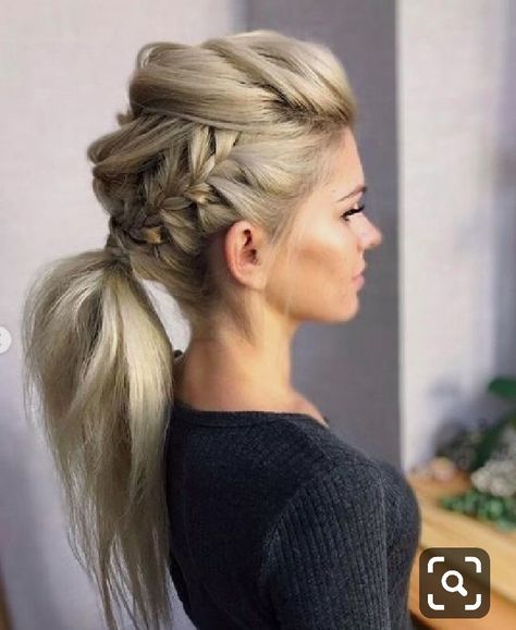 Diy Ponytail, Hair In A Ponytail, New Braided Hairstyles, Viking Hair, Braid Hairstyle, A Ponytail, Christmas Hairstyles, Penteado Cabelo Curto, Long Blonde