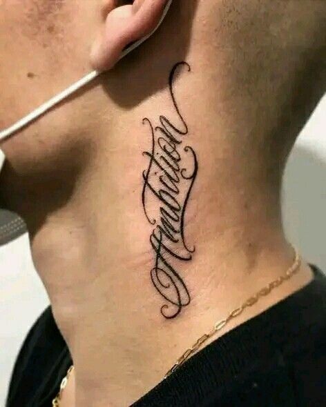 Neck Side Tattoo, Neck Tattoo For Boys, Chest Tattoo Lettering, Ambition Tattoo, Loyalty Tattoo, Tattoo Lettering Design, Money Tattoo, Men Tattoos Arm Sleeve, Art Lettering