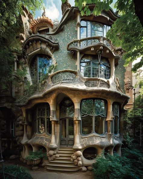 Art Nouveau Arquitectura, Art Nouveau House, Storybook House, Storybook Homes, Cool Tree Houses, Unusual Buildings, Casa Country, Unusual Homes, Art Nouveau Architecture