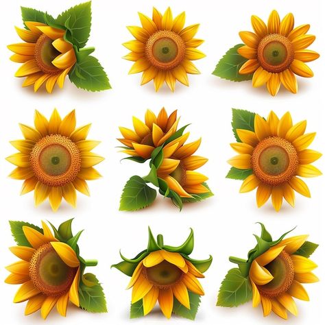 Photo sunflower 3d flowers icons beautif... | Premium Photo #Freepik #photo Instagram Famous, Small Sculptures, 3d Flowers, Miniature Art, White Background, Sunflower, Miniatures, Flowers, Color