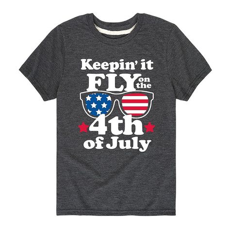 He'll love showing off his patriotic pride with this boys' Keepin It Fly 4th Of July Graphic Tee. He'll love showing off his patriotic pride with this boys' Keepin It Fly 4th Of July Graphic Tee. Crewneck Short sleevesFABRIC & CARE Cotton, polyester Machine wash Imported Size: X Large. Color: Gray. Gender: male. Age Group: kids. Patriotic Crew Neck Tops For Father's Day, 4th Of July Shirts Vinyl, Women Tshirt Design, Kids Birthday Shirts, Fourth Of July Shirts, 4th Of July Outfits, How To Show Love, Black Boys