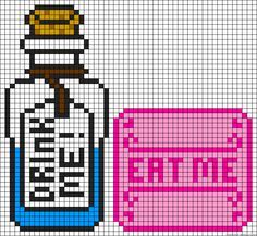 Alice In Wonderland Cross Stitch, Art Pixel, Beads Patterns, Art Perle, Perler Bead Templates, Diy Perler Bead Crafts, Motifs Perler, Eat Me, Hama Beads Patterns