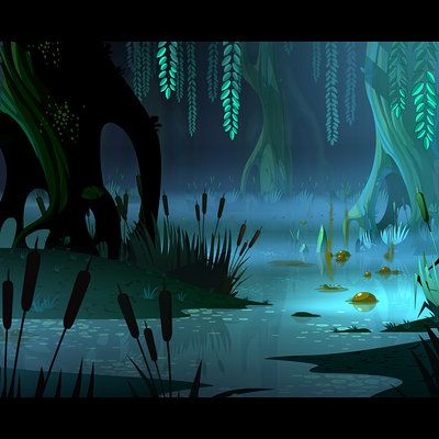 Cyril corallo same armello background but this time by night by cyrilcorallo d7l4632 Swamp Pictures, Film Reference, Lighting Reference, Bg Design, Background Art, Fantasy Concept Art, Animation Background, Newt, Visual Development