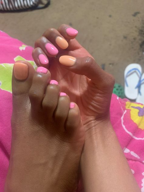 Pink And Peach Nails, Peach Nails, Pink Peach, Nail Art, Nails, Hair Styles, Hair, Pink, Art