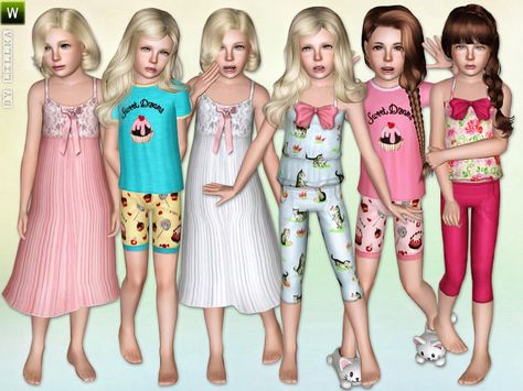 lillka's Girls Sleepwear - Set The Sims 4 Todlers Cc Clothing, Sims 3 Infant Cc, Sims 3 Mods Free Downloads, Sims 3 Toddler Cc, Sims 3 Kids Cc, Sims 4 Todlers Cc Clothing, The Sims 3 Cc Clothes, The Sims 3 Cc, Sims3 Cc