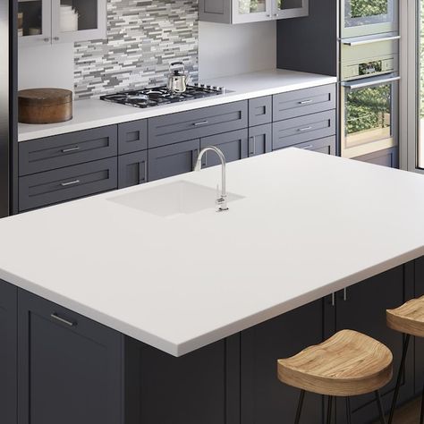 Cheapest White Countertops, Matte White Countertops Kitchen, All White Quartz Countertop, Solid Surface Countertops Kitchen Corian, Solid White Countertops Kitchen, White Solid Surface Countertops, Solid White Quartz Countertop, White Kitchen Countertops Quartz, Plain White Countertops Kitchen