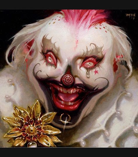 Print Michael Hussar, Paul Booth, Moody Art, Send In The Clowns, Creepy Pictures, Macabre Art, Creepy Clown, Glitch Art, Creepy Art