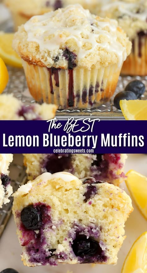 Lemon Blueberry Muffins Recipe, Moist Muffins, Mug Cakes, Lemon Blueberry Muffins, Lemon Muffins, Muffin Recipes Blueberry, Lemon Glaze, Lemon Flavor, Summer Dessert Recipes