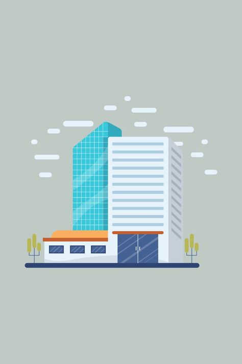 building illustration pack by Pixel True Vector Building, Company Building, Building Illustration, Colourful Buildings, Landing Pages, Design Office, Office Building, Flat Design, Spice Up