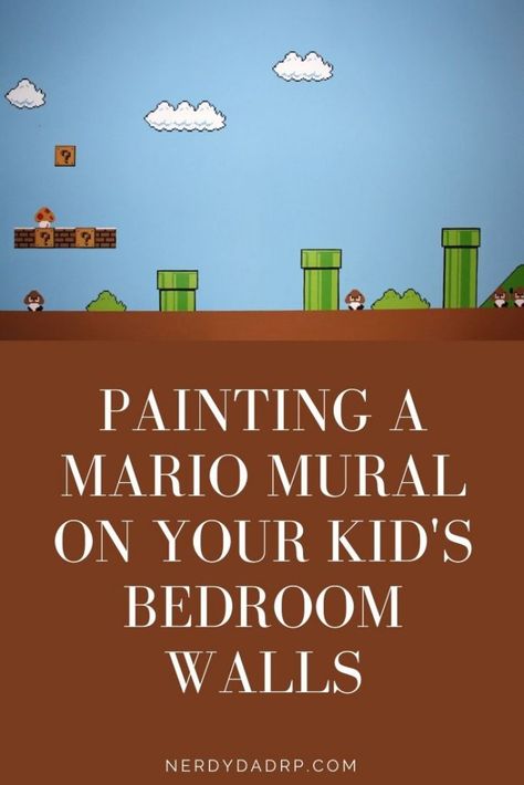 Super Mario Inspired Bedroom, Mario Room Ideas Boys, Diy Gamer Decor, Mario Mural, Mario Bros Room, Mario Bedroom, Super Mario Room, Mario Room, Brothers Room