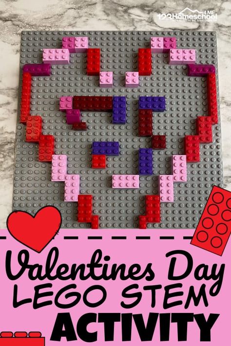 Valentines Building Activities, Valentines Lego Ideas, Valentine Steam Activities Elementary, Valentines Stem Activities Kindergarten, Valentine's Day Stem Activities For Kids, Stem Valentines Activities For Kids, Valentines Stem Activities Elementary, February Kids Activities, Valentine Stem Activities For Kids