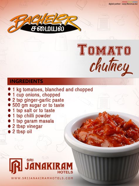 Bachelor Recipes Easy, Tomato Chutney Recipes Indian, Tomato Chutney Recipes, Creative Dessert Recipes, Homemade Sauce Recipes, Spice Mix Recipes, Cooking Measurements, Vegetarian Fast Food, Tastemade Recipes