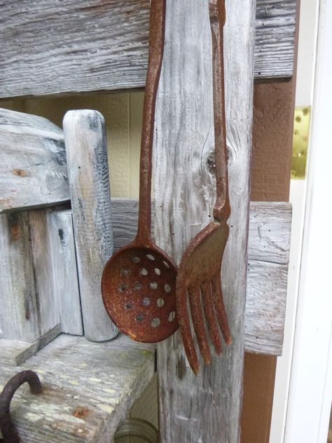 Rusty serving spoon and fork Rusty Spoon, Kitchen Moodboard, Kitchen Mood Board, Serving Spoon, Salad Servers, Serving Spoons, Kitchen Utensils, Spoons, Quick Saves