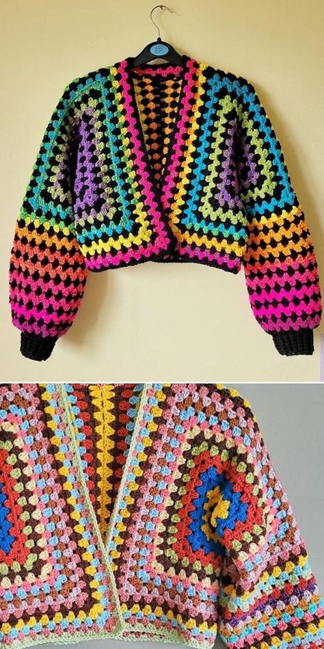 The Granny Hexagon Cardigan is perfect for scraping your leftovers and making a stylish cardigan for your everyday looks. The color combinations could be any you like! Make it bright or pale, colorful or solid — whatever you choose will look eye-catching. The crochet cardigan pattern is free and beginner-friendly. Enjoy! #freecrochetpattern #crochetcardigan #cardigan #grannystitch #grannyhexagon Diy Crochet Cardigan, Hexagon Crochet Pattern, Modern Haken, Crochet Granny Stitch, Crochet Cardigan Free, Crochet Cardigan Pattern Free, Crochet Sweater Pattern Free, Crochet Vest Pattern, Crochet Hexagon