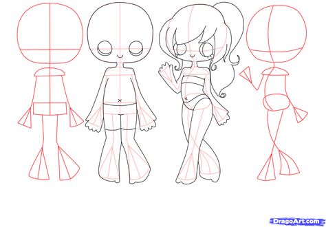 How to Draw Chibi Bodies, Step by Step, Chibis, Draw Chibi, Anime ... How To Draw Chibi, Draw Chibi, Drawing Anime Bodies, Poses Anime, Chibi Body, Drawing Female Body, Tree Drawings Pencil, Chibi Sketch, Dolls Diy