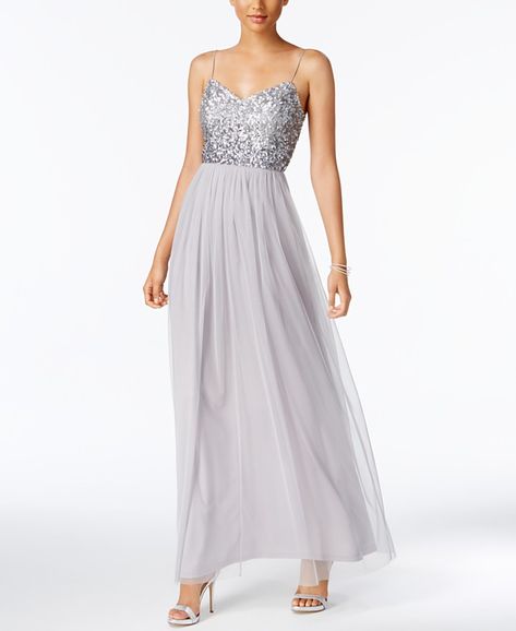 Formal Dresses for Women - Macy's Tulle Gown Bridesmaid, Wedding Dreses, Colorful Wedding Dress, Ms To Mrs, Grey Long Dress, Fashion Tricks, Bridesmaid Groomsmen, Sequin Bridesmaid, Great Gatsby Wedding