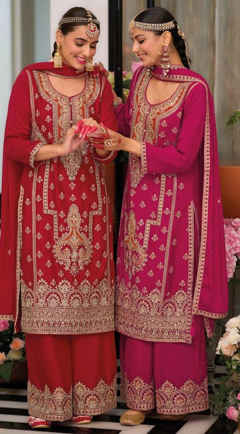 Luxury Red Festive Salwar Kameez, Luxury Red Traditional Salwar Kameez, Luxury Bohemian Red Salwar Kameez, Red Wedding Salwar Kameez With Motifs, Heavy Suits Indian Party Wear, Pakistani Outfits Party Wear, Luxury Red Floor-length Salwar Kameez, Pakistani Dresses Eid, Suit Designs Indian Style