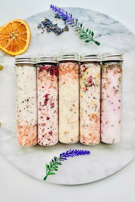 Bath Salt Gift Set, Rose Bath Salts, Bath Salts Gift, Lavender Bath Salts, Natural Beauty Remedies, Lavender Bath, Rose Bath, Spa Gift Box, Relaxation Gifts