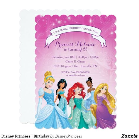 Disney Princess | Birthday Invitation Princesses Birthday Party, Meme Disney, Princess Girl Party, Disney Princess Invitations, Elephant Birthday Party, Princess Birthday Party Invitations, Disney Princess Birthday Party, Disney Birthday Party, Princess Birthday Invitations