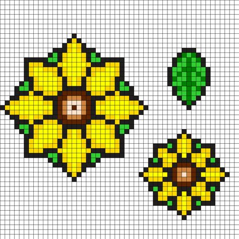 Sunflower Dreamcatcher Sunflower Fuse Beads, Perler Bead Sunflower Patterns, Perler Bead Leaf Pattern, Lotus Perler Bead, Hama Beads Sunflower, Sunflower Bead Pattern, Beaded Sunflower Pattern, Perler Sunflower, Perler Bead Patterns Flowers