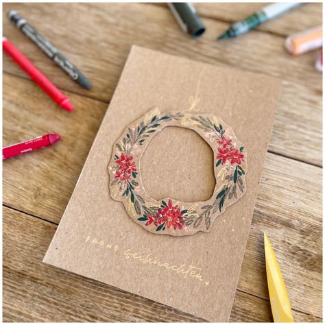 Christmas Card Brown Paper, Christmas Card Wreath Diy, Christmas Karten, Your Family, And Then, Art And, Holiday Deco, Special Effect, Christmas Doodles