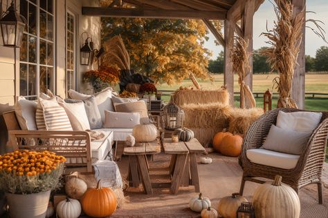 Happy Halloween Enjoy joannakrealty.com Fall Patio, Porch Landscaping, Interior Design Rustic, Outdoor Decorating, Fall Front Porch, Fall Decoration, Fall Outdoor Decor, Fall Decorations Porch, Fall Outdoor