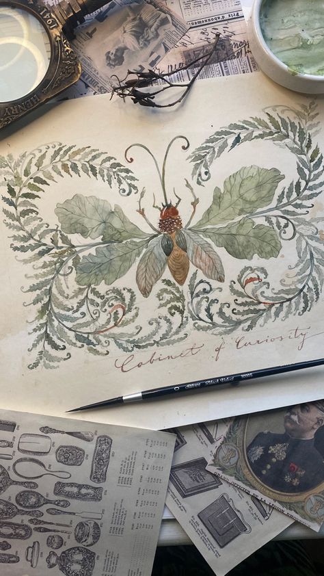 Fantasy creature ( insect) in watercolor. Vintage art Fantasy Creature, Watercolor Flower Art, Watercolor Painting Techniques, Watercolor Paintings Tutorials, Watercolor Art Lessons, Watercolor Inspiration, Watercolor Techniques, Watercolor Animals, Diy Art Painting