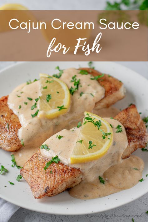 This easy Cajun Cream Sauce has extra flavor from the pan drippings from cooking fish. Fish And Gravy Recipe, Cajun Sauce For Fish, Shrimp Cream Sauce For Fish, Keto Sauce For Fish, Sauce To Go With Fish, Fish Recipes Cream Sauce, Fish In A Cream Sauce, Tilapia Recipes With Sauce, How To Make Fish Sauce