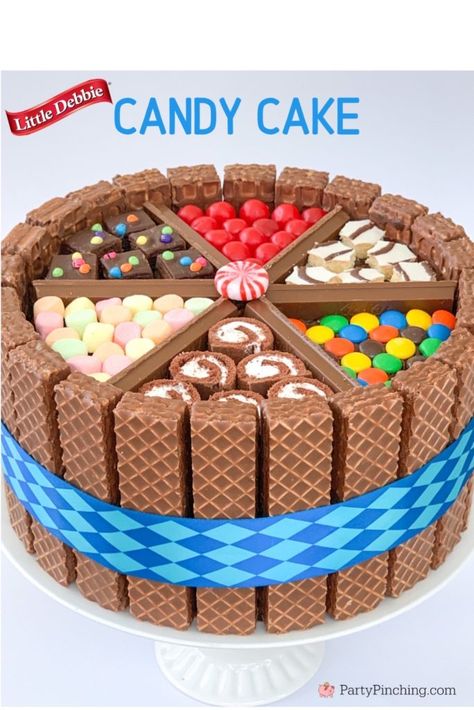 Candy Cake Ideas, Easy Kids Birthday Cakes, Easy Birthday Cake Recipes, Little Debbie Snack Cakes, Gateau Harry Potter, Best Birthday Cake Recipe, Birthday Cake Alternatives, Red Birthday Cakes, Teen Cakes