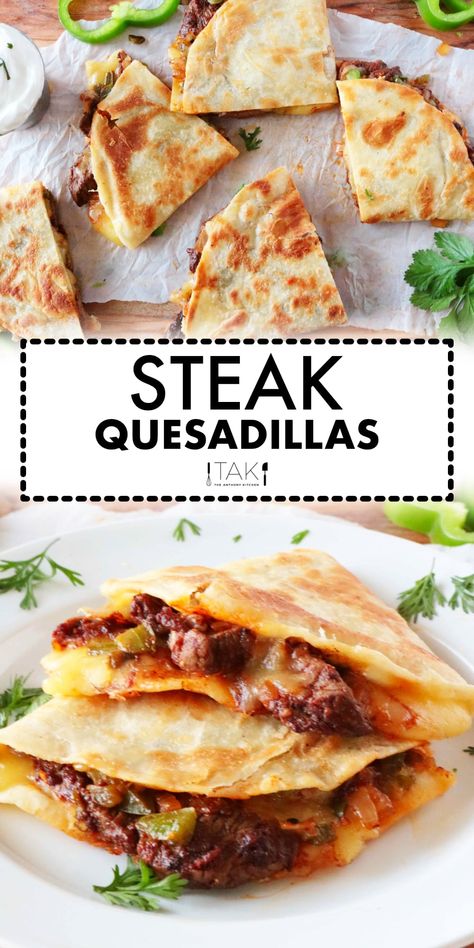 Steak Quesadilla Recipe, Steak Quesadilla Recipes, Leftover Steak Recipes, Seasoned Steak, Steak Quesadillas, Steak Quesadilla, Steak Strips, Quesadilla Recipes Easy, Steak Dinner Recipes