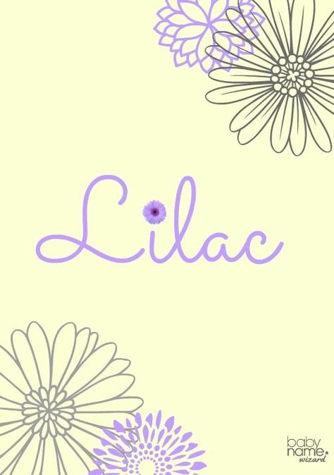 Lilac: Meaning, origin, and popularity of the name. We hope it's only a matter of time before Lilac catches on. With similarities to Lyla and Lyric, Lilac is a natural contender for the top 1,000 and is just waiting to be discovered. Its sound is truly trend-worthy, and it's a floral star, known for its pale violet color. Lilac Meaning, Nature Baby Names, Floral Names, Ethereal Core, Nature Names, Empowering Parents, Meaningful Names, Girls Names, Beautiful Names