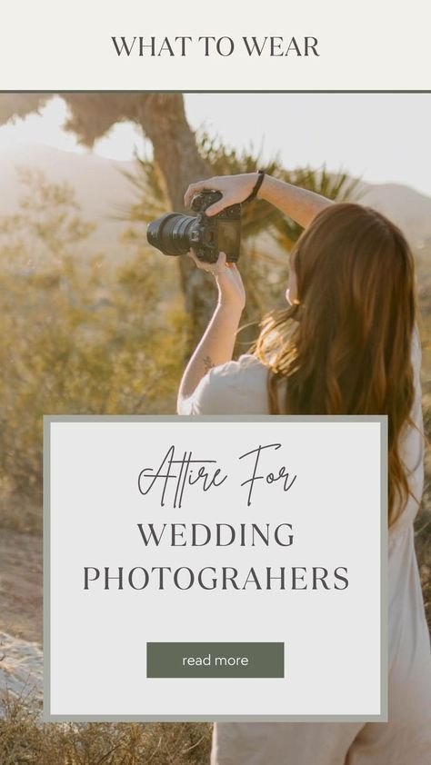 Wedding photographer attire for a wedding day tips and outfit ideas Fall Photographer Outfit, Woman Photographer Outfit, Summer Photographer Outfit, Winter Wedding Photographer Outfit, Outfit For Wedding Photographer, Outfit For Photographers, Wedding Videographer Outfit, What Should Photographer Wear To Wedding, Fall Wedding Photographer Outfit