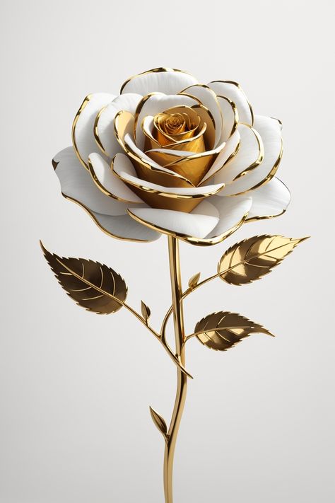 Single Beautiful Flower, Gold Flower Aesthetic, White Gold Aesthetic, Rose Branding, Diy Watercolor Cards, Gold Png, Rose Gold Theme, Fragrance Photography, Rose Gold Flower