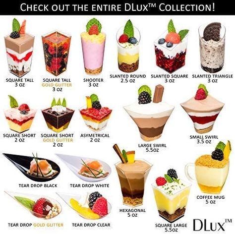 Shot Glass Desserts, Dessert Shooters, Mini Dessert Cups, Dessert Shots, Mini Appetizers, Catering Desserts, Types Of Desserts, Appetizer Dishes, Mini Dessert