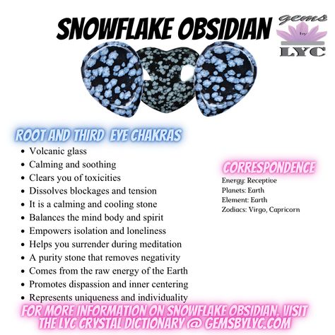 Snowflake Obsidian Properties, Snow Flake Obsidian Stone Meaning, Snowflake Obsidian Meaning, Obsidian Crystal Meaning, Crystal Dictionary, Snow Obsidian, Crystal Meanings Charts, Obsidian Properties, Obsidian Snowflake