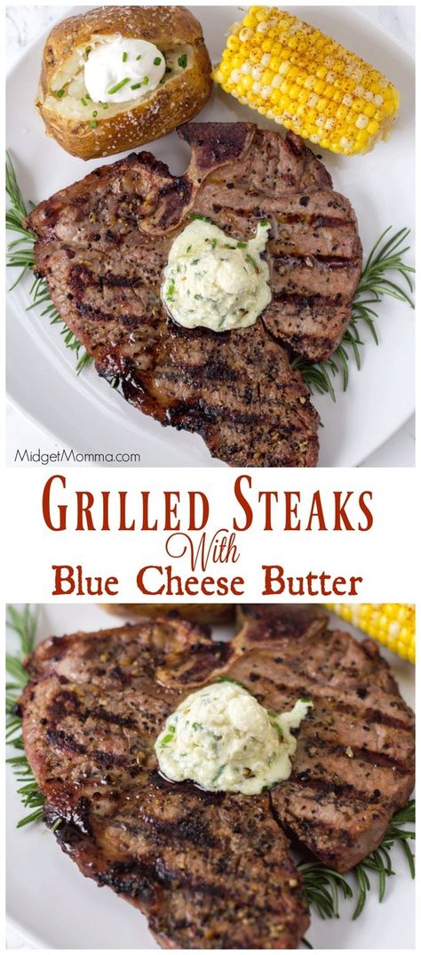 Steak Toppings, Blue Cheese Butter, Steak With Blue Cheese, Steak Grilled, Grilled Steaks, Blue Cheese Sauce, Grilled Steak Recipes, Cheese Butter, Steak Butter