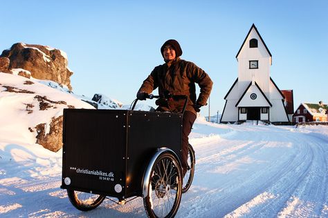 Nanortalik Greenland, Christiania Bike, Touring Bicycles, Baby Bike, Tandem Bike, Place Making, Cycle Chic, Bike Pic, Winter Cycling