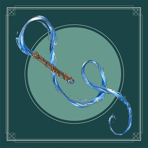 Water Staff Magic, Whip Fantasy, Dnd Whip, Fantasy Whip, Fantasy Items Art, Whip Design, Water Power, Piskel Art, Dense Forest